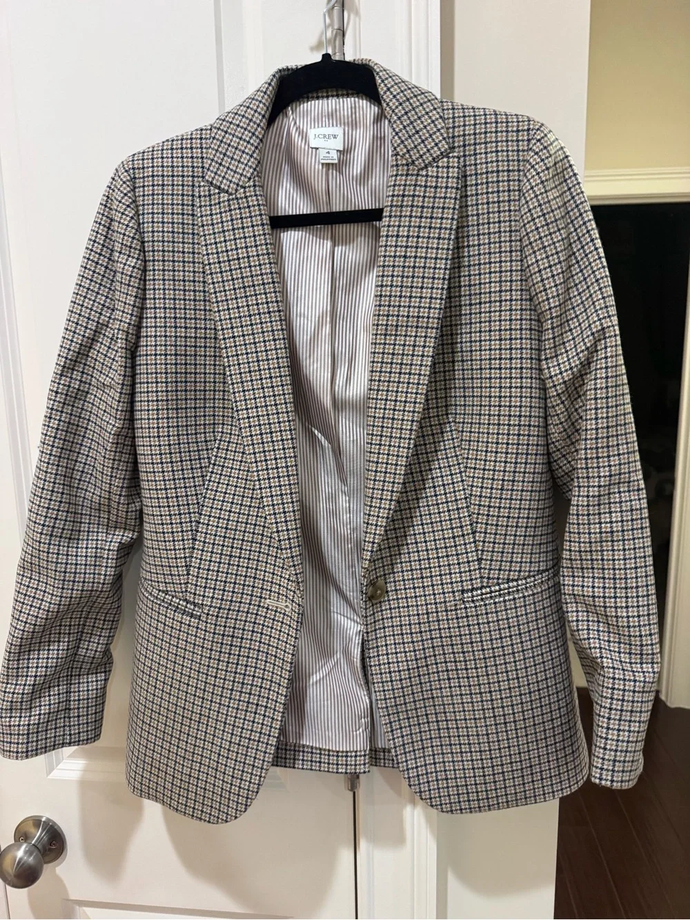 J. Crew Striped Light Pink & White Lined Blazer